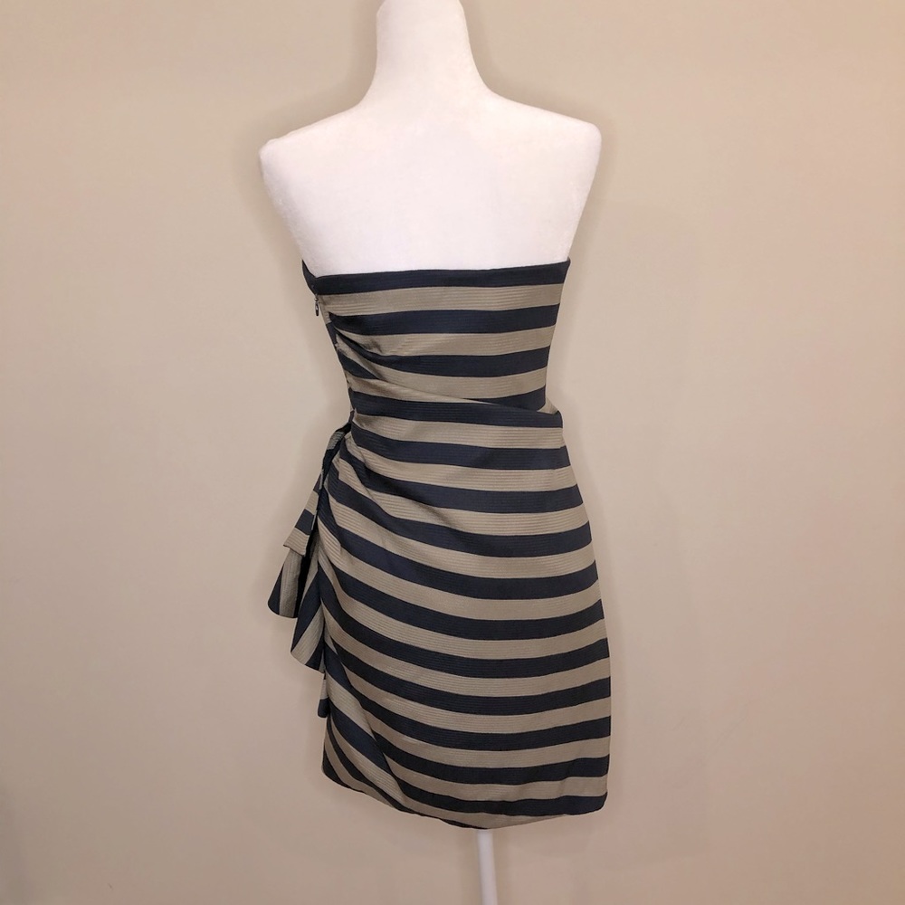 BCBG Maxazria Reya Striped Ruffle 6 Cocktail Dress - Picture 5 of 13